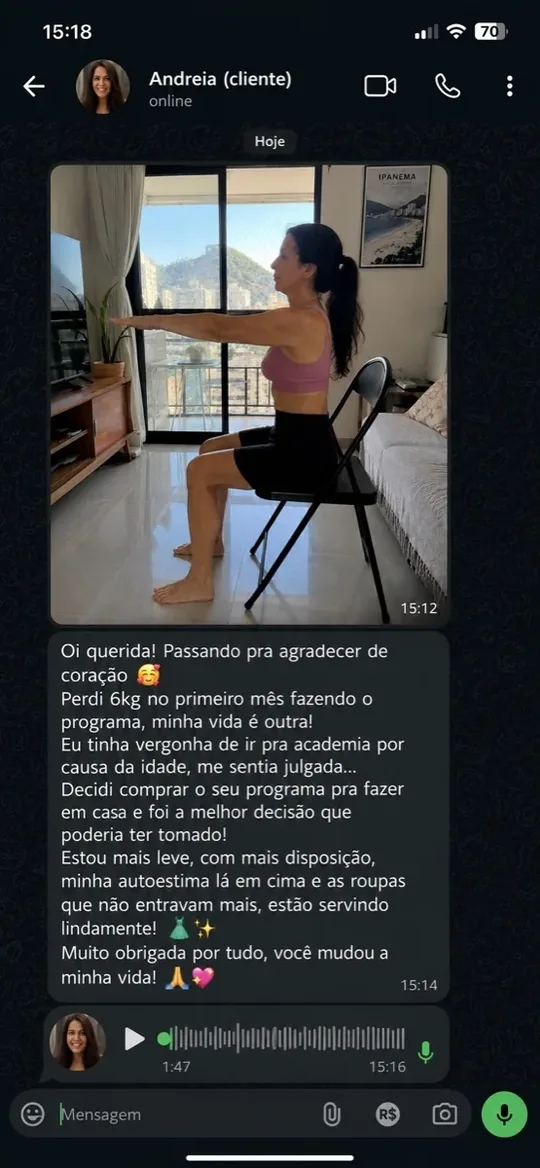 Depoimento de Andreia sobre sua experiência com o programa